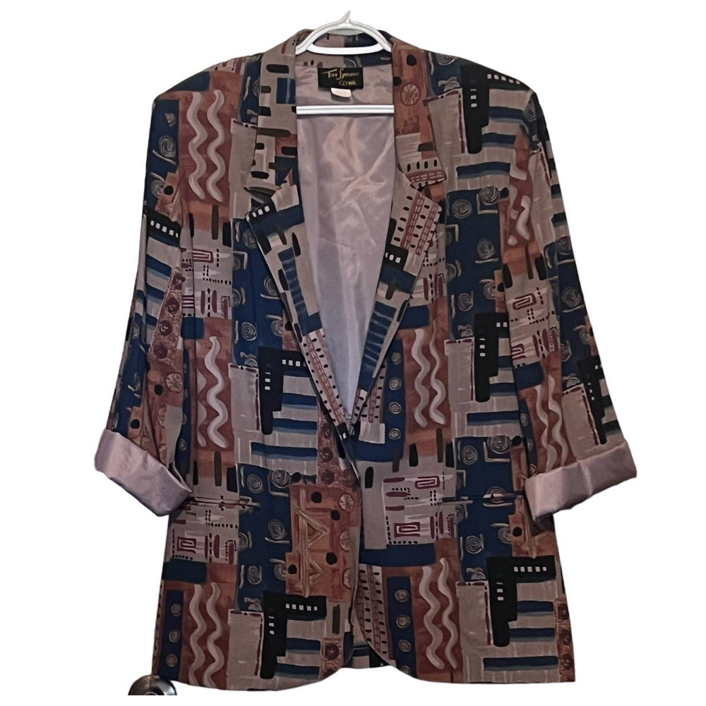Toni Garment for CC Magic Vintage Women's Black Blue Rust Tan Blazar‎ Size 1X